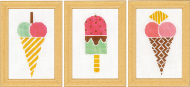 PNV164923 Ice Creams Miniature (set of 3) Vervaco Kit