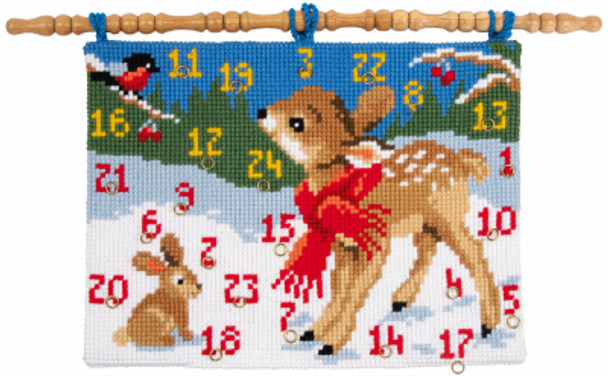 PNV165639 Bambi with Bird - Calendar Wall Hanging Vervaco