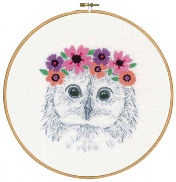 PNV170664 Owl With Flowers - Embroidery Vervaco