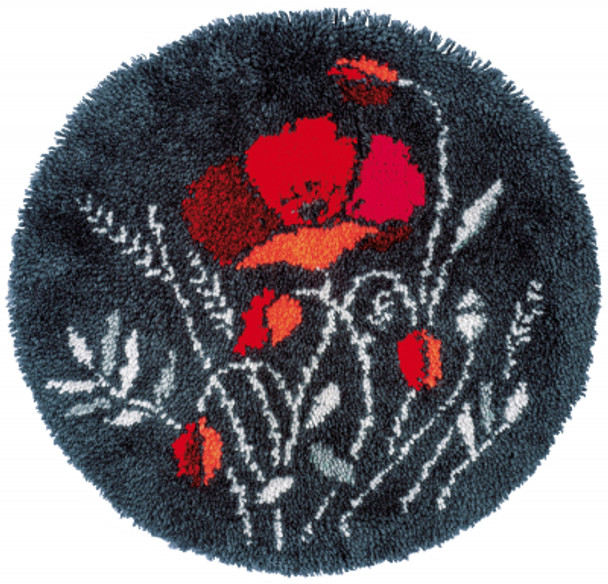 PNV186618 Poppies Latch Hook Shaped Rug Vervaco