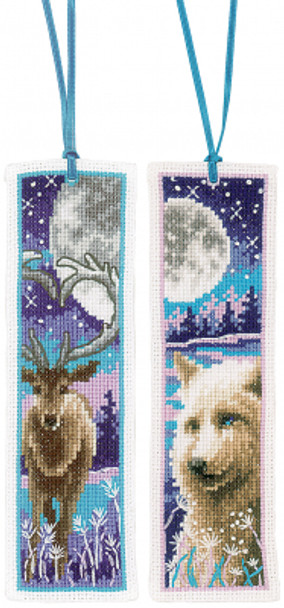 PNV187476 Wolf & Deer With Moon Bookmarks (Set of 2) Vervaco
