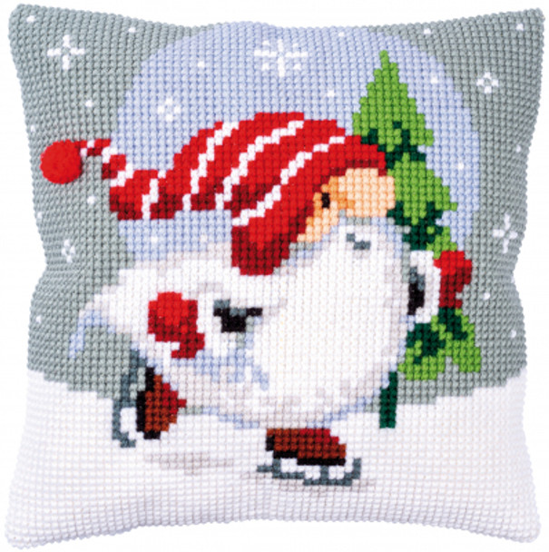 PNV188660 Christmas Gnome on Ice - Cushion Vervaco