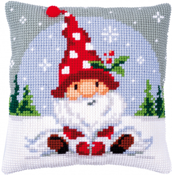 PNV188665 Christmas Gnome on Snow - Cushion Vervaco