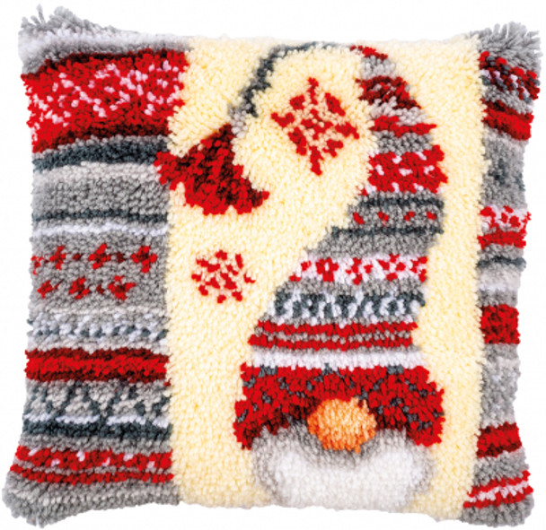 PNV189645 Christmas Elf Cushion - Latch Hook Vervaco