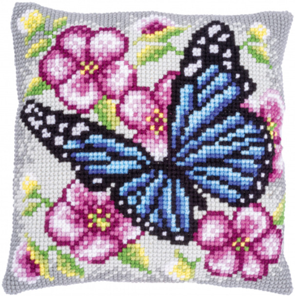 PNV199095 Butterfly Among Flowers Cushion Vervaco