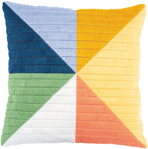 PNV194825 Colored Triangles Cushion - Long Stitch Vervaco