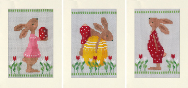 PNV196171 Easter Rabbits Greeting Cards (set of 3) Vervaco
