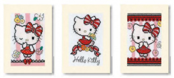 PNV205310 Hello Kitty Cuteness Cards - Set of 3 Vervaco