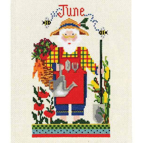 CN0129 June Santa Cross Stitch Kit Kelly Clark