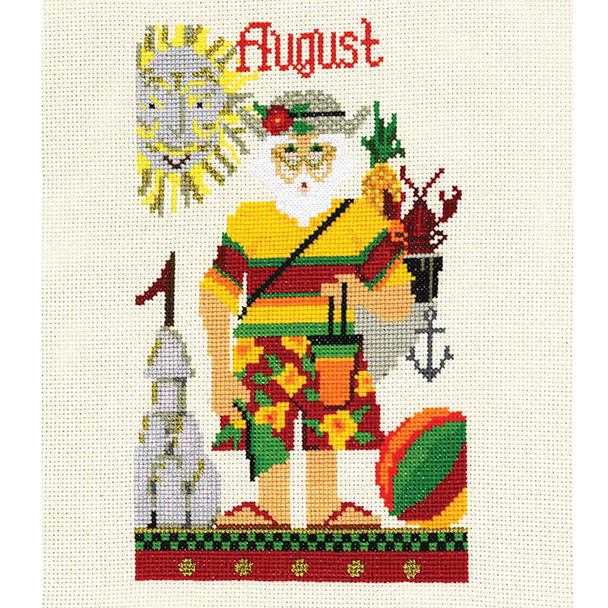 CN0131 August Santa Cross Stitch Kit Kelly Clark