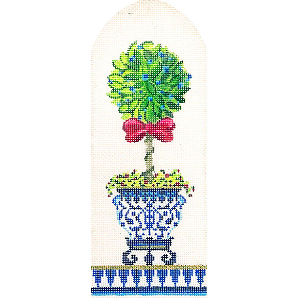 KC-KCN915-18 Ficus in Chinese Pot 18 Mesh Kelly Clark Needlepoint