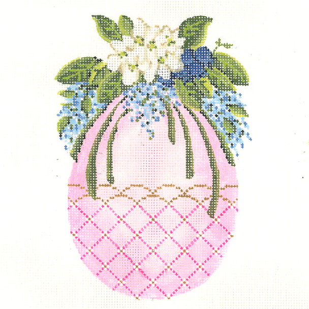 KC-KEA83-18  Pale Pink Egg with Cascading LilacKelly Clark Needlepoint