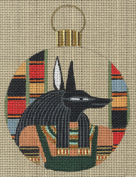 8225 Anubis 4" Round 18 Mesh Leigh Designs Egyptian Dynasty Ornament