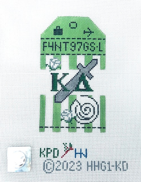 Sorority HHG1 KD Kappa Delta Retro Travel Tag 7 " x 9" 18 Mesh Kangaroo Paw Designs