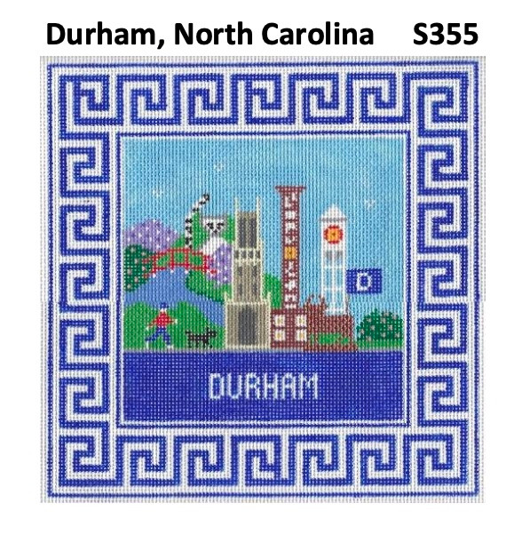 Durham, NC 8.75 x 8.75 13 Mesh Doolittle Stitchery S355