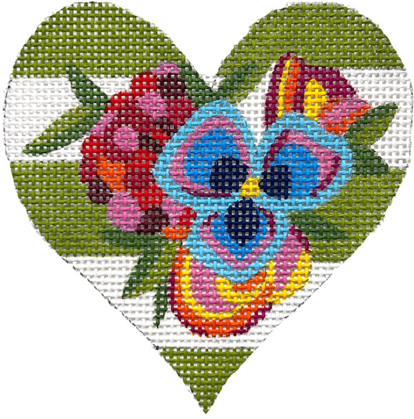 APX607! FLOWER WITH STRIPE HEART 4.25 x 4.25 13 Mesh Alice Peterson Designs