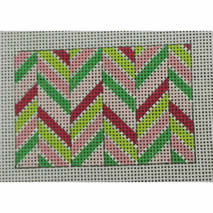 WCC29 Chevron Multi Pinks and Greens  Wallet Insert 3.25 x 2.25 18 Mesh Kristine Kingston Needlepoint Designs
