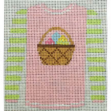 O208Y sweater - basket of eggs on pale pink  3.75 x 4 18 Mesh Kristine Kingston Needlepoint Designs