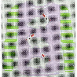 O208K sweater - 3 white bunnies on lavender  3.75 x 4 18 Mesh Kristine Kingston Needlepoint Designs