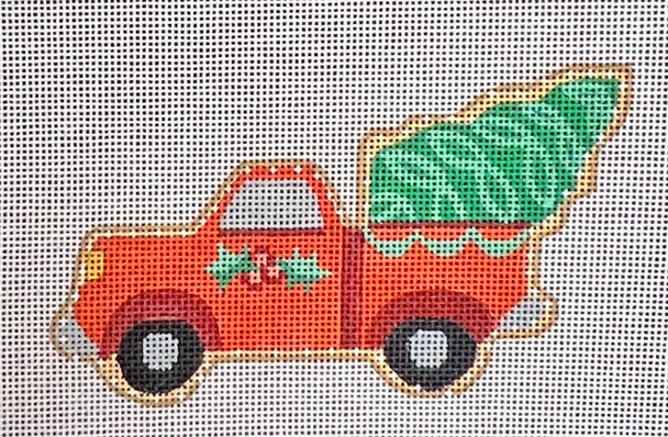 CH-1082 Christmas Cookie - Truck with Tree 5 ¼ x 3 ¼ 18 Mesh CH Designs
