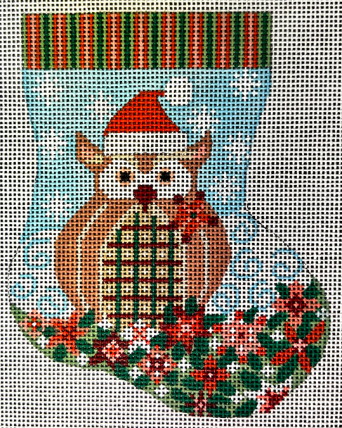 CH-1117 Owl Mini Stocking 4 x 5 18 Mesh CH Designs