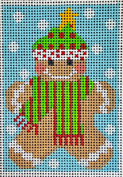 CH-1232 Gingerbread Ornament - Scarf with Stripes 3 ¼ x 4 ¾ 13 Mesh CH Designs