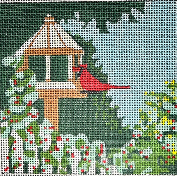 GL-130 Feeding Cardinals 4 x 4 18 Mesh Gail Lang Designs