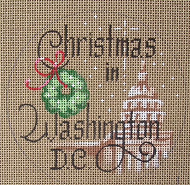 D-128 Christmas in Washington, DC (on brown canvas) 4 round 18 Mesh Designs By Dee