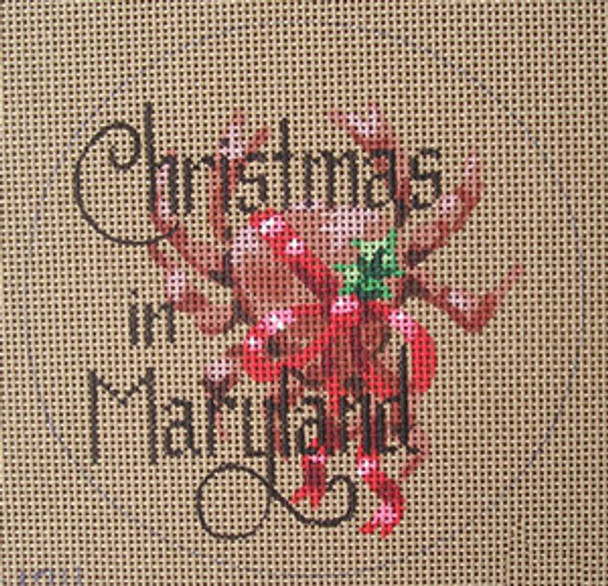 D-130 Christmas in Maryland (on brown canvas) 4 round 18 Mesh Designs By Dee