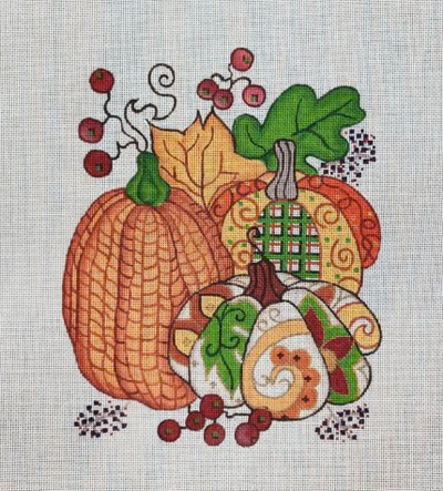 R1246 8 x 10 Patterned Pumpkin Trio 18 Mesh Robbyn's Nest Designs