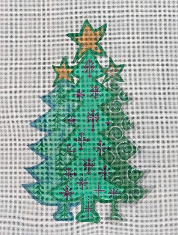 R1229 6 x 9 Tall Tree Trio - Greens 18 Mesh Robbyn's Nest Designs