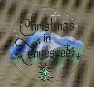 D-205 Christmas in Tennessee (on brown canvas) 4" Round 18 Mesh Designs By Dee