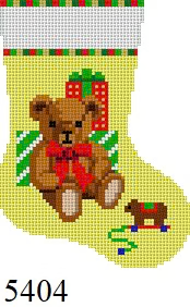 MINI STOCKING 5404 Susan Roberts Needlepoint TEDDY AND PRESENTS 6.25" High 13 Mesh