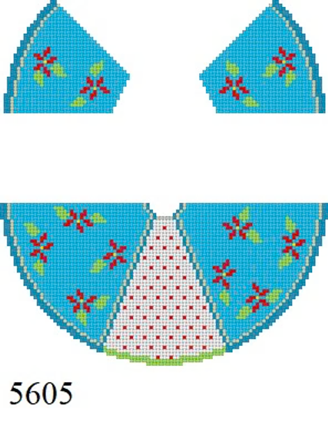 CHRISTMAS 5605 3D ANGEL Susan Roberts Needlepoint TURQUOISE AND RED FLOWERS 4" h 18 Mesh