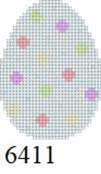 EASTER 6411 Susan Roberts Needlepoint BLUE POLKA DOTTED 2.5" High 18 Mesh