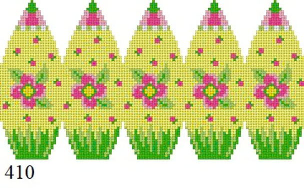 EASTER 410 STAND-UP EGG Susan Roberts Needlepoint PINK FLORAL 2" x 3" 18 Mesh