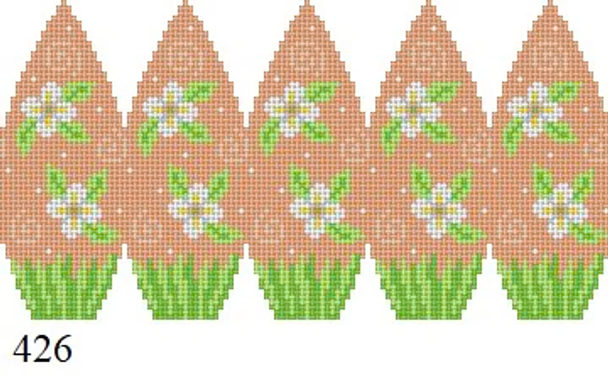 EASTER 426 STAND-UP EGG Susan Roberts Needlepoint WHITE FLOWER, PEACH 2" x 3" 18 Mesh