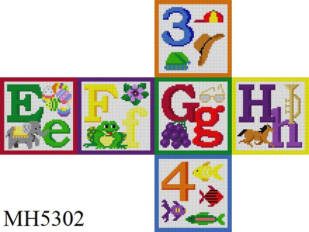 Kids & Nursery MH5302 Susan Roberts Needlepoint ALPHABET BLOCKS E F G H 3 4   3" Cube 18 Mesh