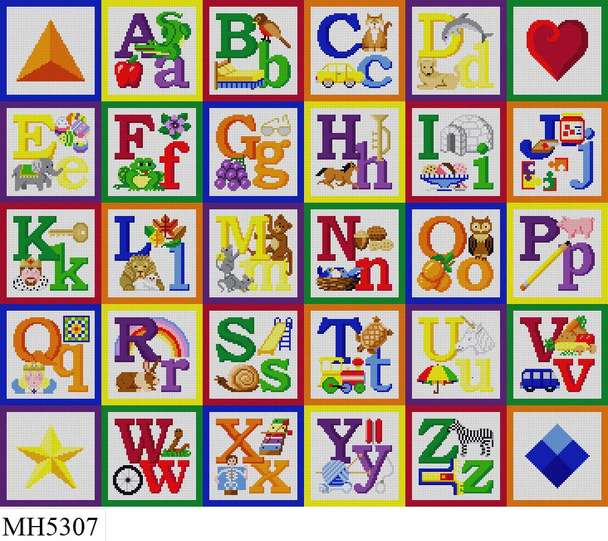 Kids & Nursery MH5307 Susan Roberts Needlepoint ALPHABET BLOCK SAMPLER 27.5" x 22.75" 13 MESH