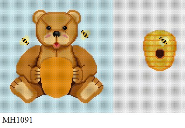 Kids & Nursery MH1091 Susan Roberts Needlepoint TOOTH FAIRY, HONEY BEAR WITH BEEHIVE 8" x 8" 13 MESH