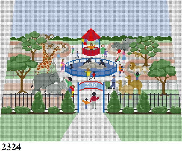 Kids & Nursery 2324 Susan Roberts Needlepoint ZOO, CHAIR SEAT 16.75" x 13.5" 13 MESH