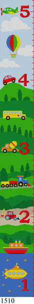 Kids & Nursery 15410 Susan Roberts Needlepoint VEHICLES, GROWTH CHART 6" x 52" 13 MESH