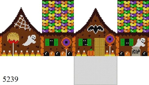 HALLOWEEN Gingerbread 5239 Susan Roberts Needlepoint HALLOWEEN, 3D GINGERBREAD HOUSE 2.75" x 3" x 3.5" 18 MESH With Stitch Guide