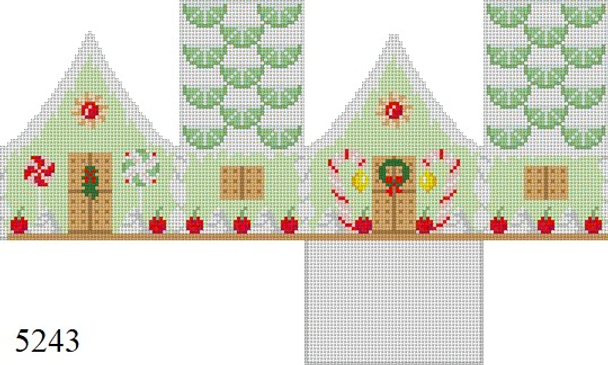Gingerbread 5243 Susan Roberts Needlepoint KEY LIME AND CHERRIES, 3D GINGERBREAD HOUSE 3" x 2" x 3.5" High 18 MESH