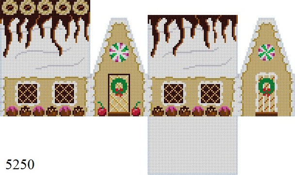 Gingerbread 5250 Susan Roberts Needlepoint MOCHA AND TRUFFLES, 3D GINGERBREAD HOUSE 3.5"x 2.25" x 3.75" 18 MESH