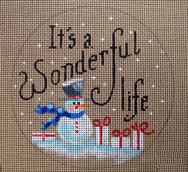 D-199 Its a Wonderful Life (on brown canvas) 4 round 18 Mesh Designs By Dee