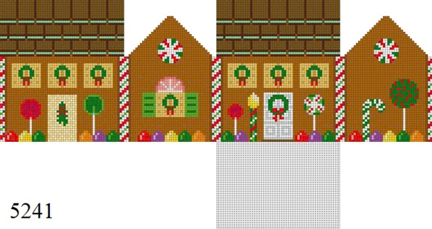 Gingerbread 5241 Susan Roberts Needlepoint ANDES MINT AND GINGERBREAD, 3D GINGERBREAD HOUSE 3" x 2.25" xx 3" High 18 MESH