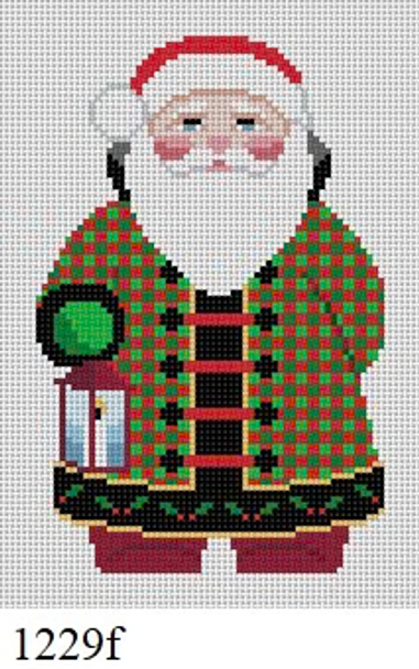 SANTA 1229f Susan Roberts Needlepoint CHECKER COAT SANTA 5" High 18 MESH