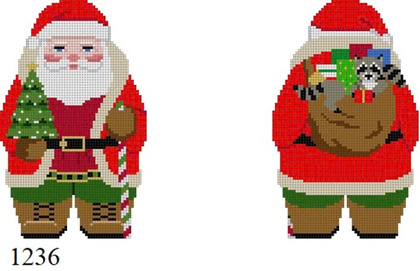 SANTA 1236 Susan Roberts Needlepoint WOODSMAN SANTA, 2 SIDED 5" High18 MESH