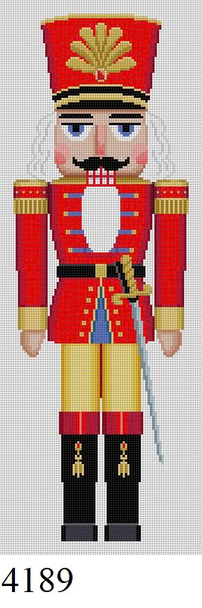 NUTCRACKER 4189 Susan Roberts Needlepoint RED GUARD WITH SWORD 18" High STAND-UP 13 MESH